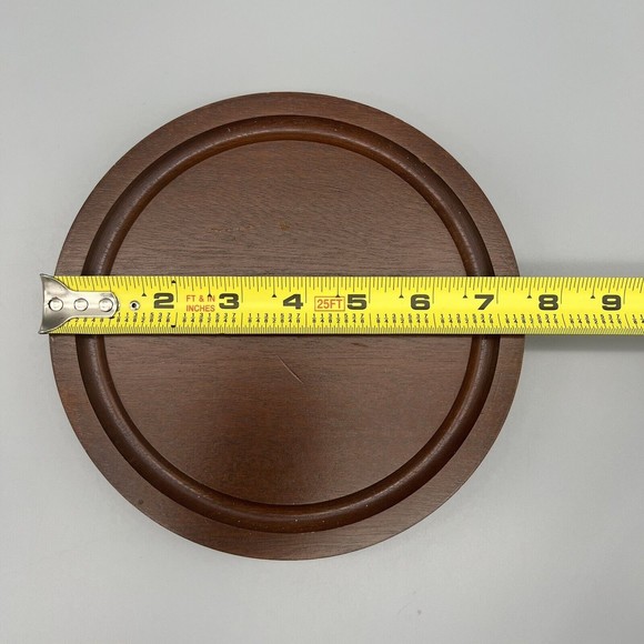 VTG Good Wood Covered Cheese Dish Plate Genuine Teak Wood Glass Dome 7.25" EUC - Picture 7 of 8